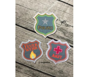 Stickserie - Spielabzeichen - Polizei Arzt Feuerwehr